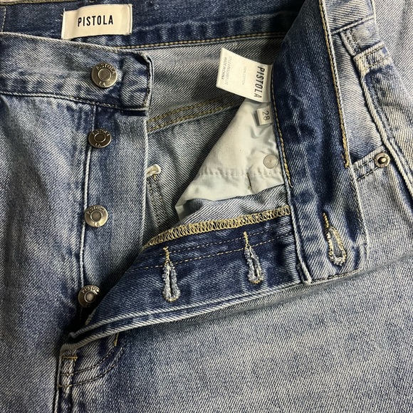 PISTOLA womens Button Fly Straight Leg
High Rise Destroyed Jeans Size 28 - Picture 2 of 10